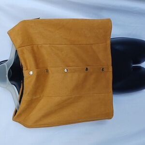 Must Have Faux Suede mustard pull on mini skirt